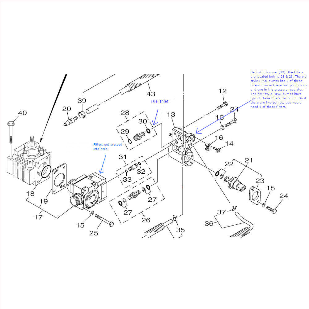 Filtros De Inyector HPDI Para Motores Fueraborda Yamaha De 150hp, 175hp Y 200hp - Paquete De 20 Unidades - Marca MTZ
